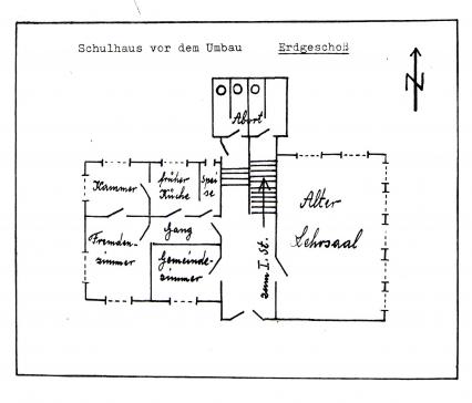Plan des Schulhauses vor dem Umbau, Archiv Schule