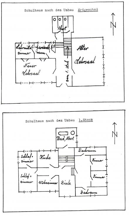 Plan nach dem Umbau des Schulhauses 1939, Archiv Schule