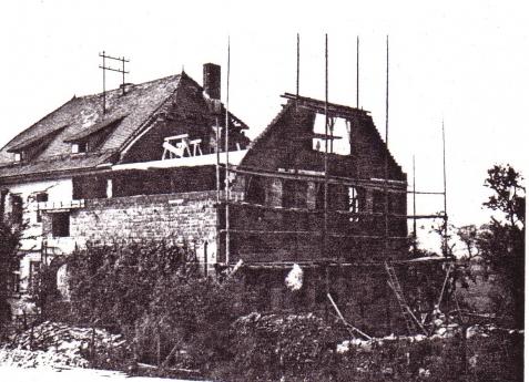 Schulhaus während des Umbaues am 12. August 1964, Foto Archiv Schule